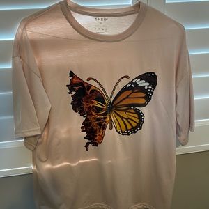 SHEIN half butterfly half on fire oversized tee